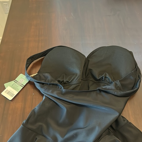 Shekini One Piece Dress Ruched Swimsuit Retro Black size L - Picture 10 of 12